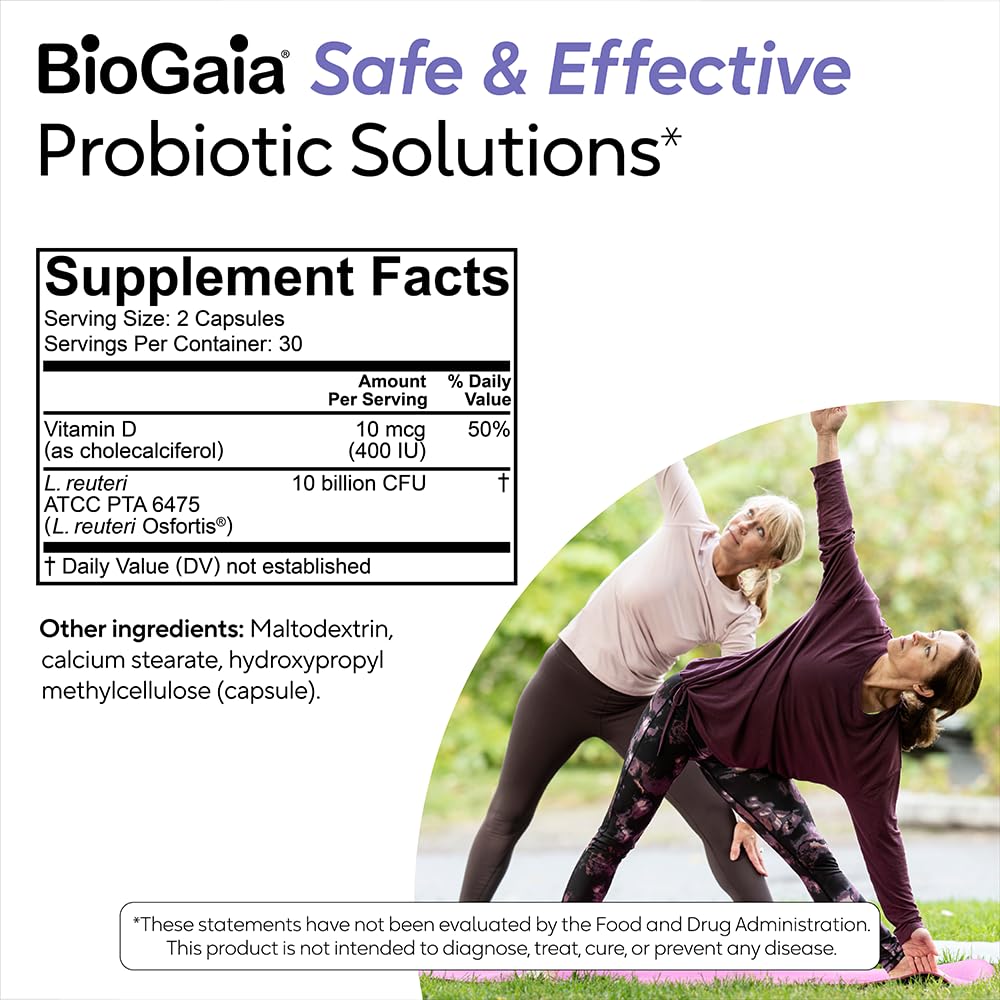 BioGaia Osfortis capsules pour depicted to show simple dosing