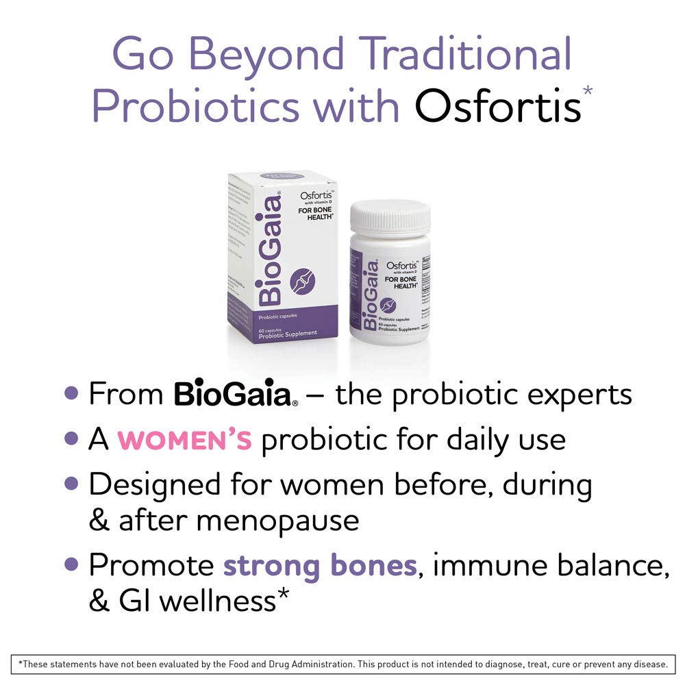 BioGaia Osfortis daily-use supplement on a countertop illustrating convenient routine