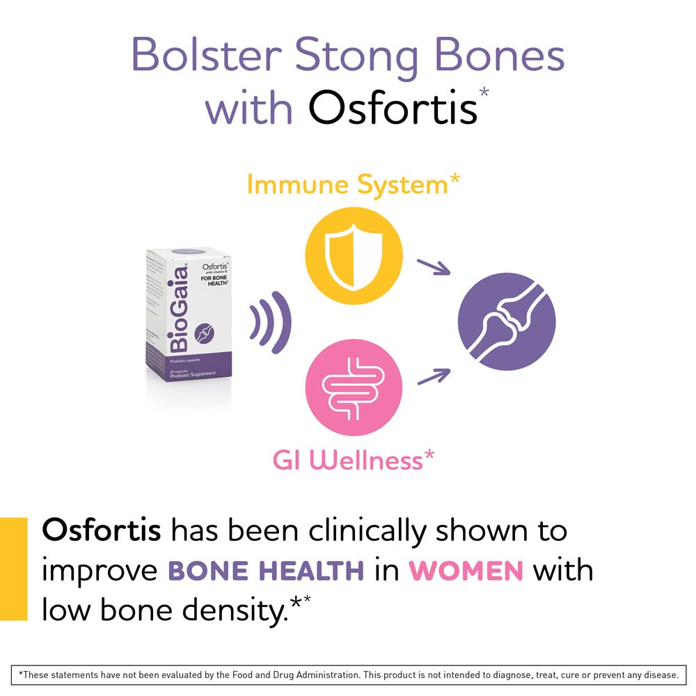 BioGaia Osfortis store shelf display highlighting bone and digestion support