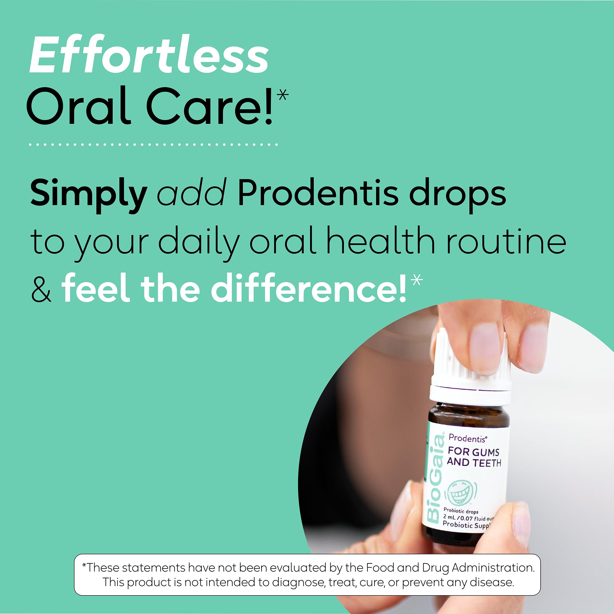 BioGaia Prodentis drops clinical research badge signals science-backed credibility.