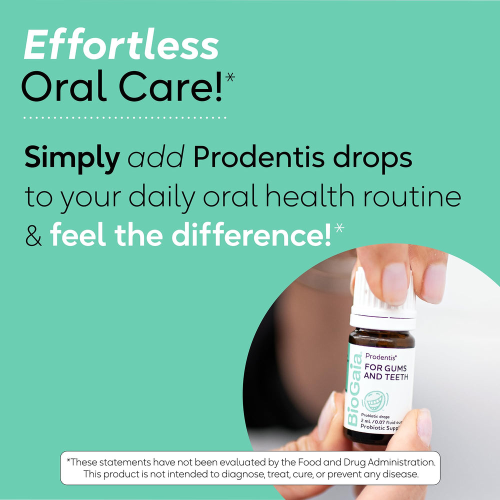 BioGaia Prodentis drops clinical research badge signals science-backed credibility.