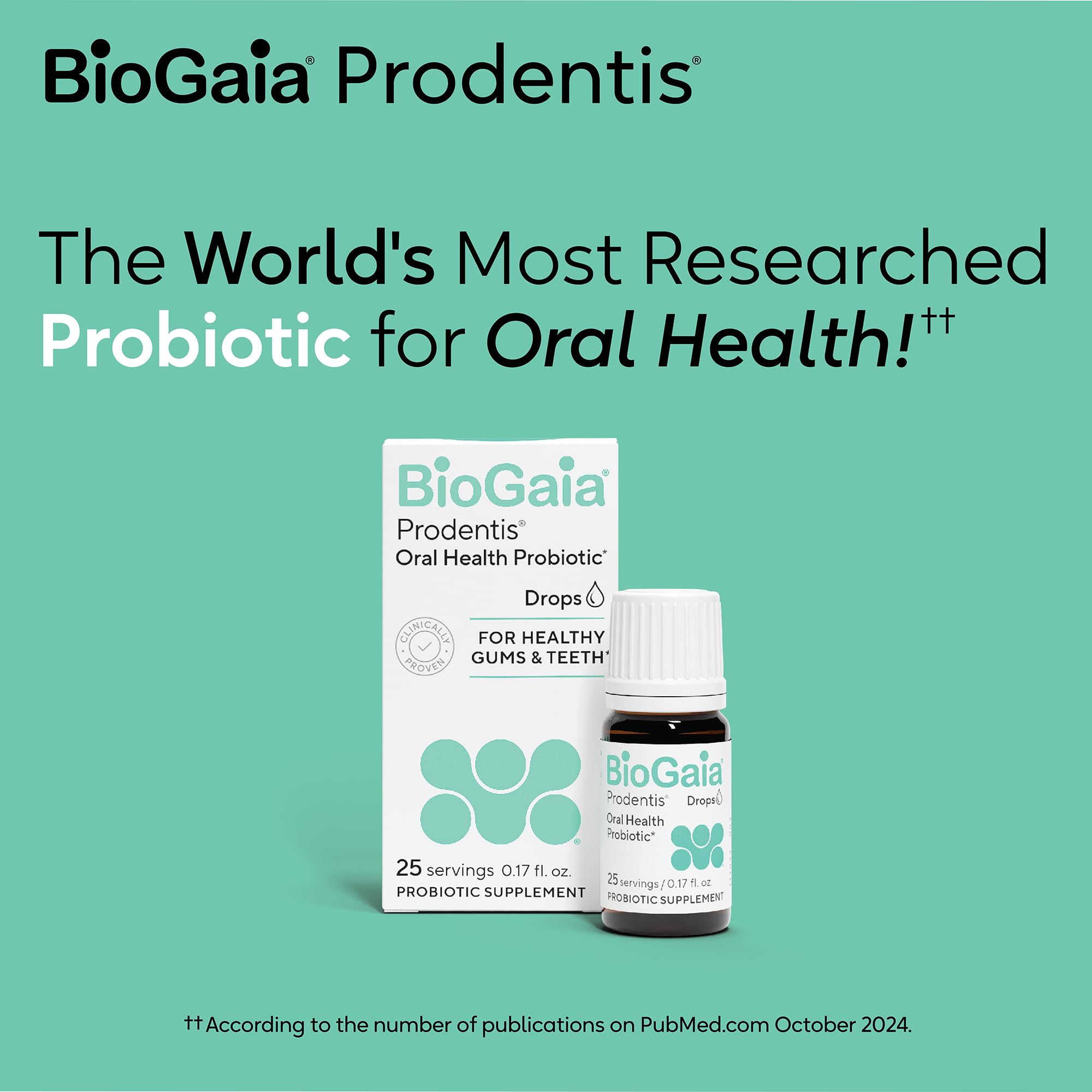 BioGaia Prodentis drops teeth and gums health focus supports routine oral care.