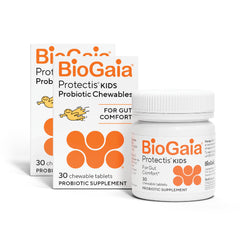 BioGaia Protectis chewable tablets for toddlers in lemon-lime flavor offer gentle digestive support.
