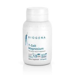 Biogena 7-Salt Magnesium Complex bottle highlighting premium blend for optimal absorption.