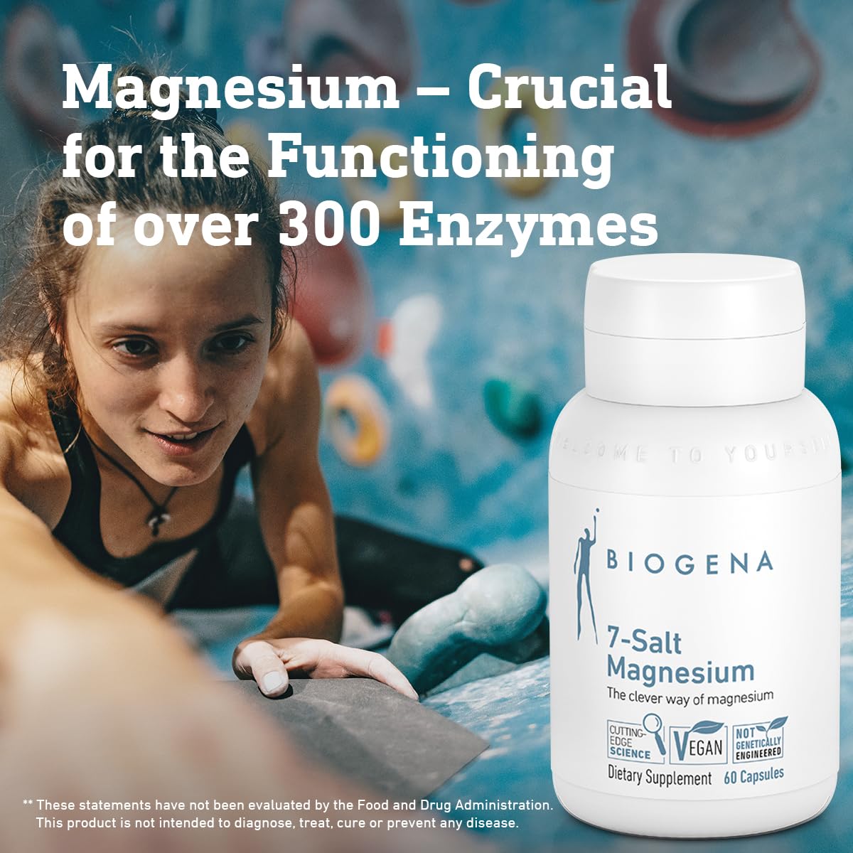 Product box of Biogena 7-Salt Magnesium Complex ready for daily wellbeing routine.
