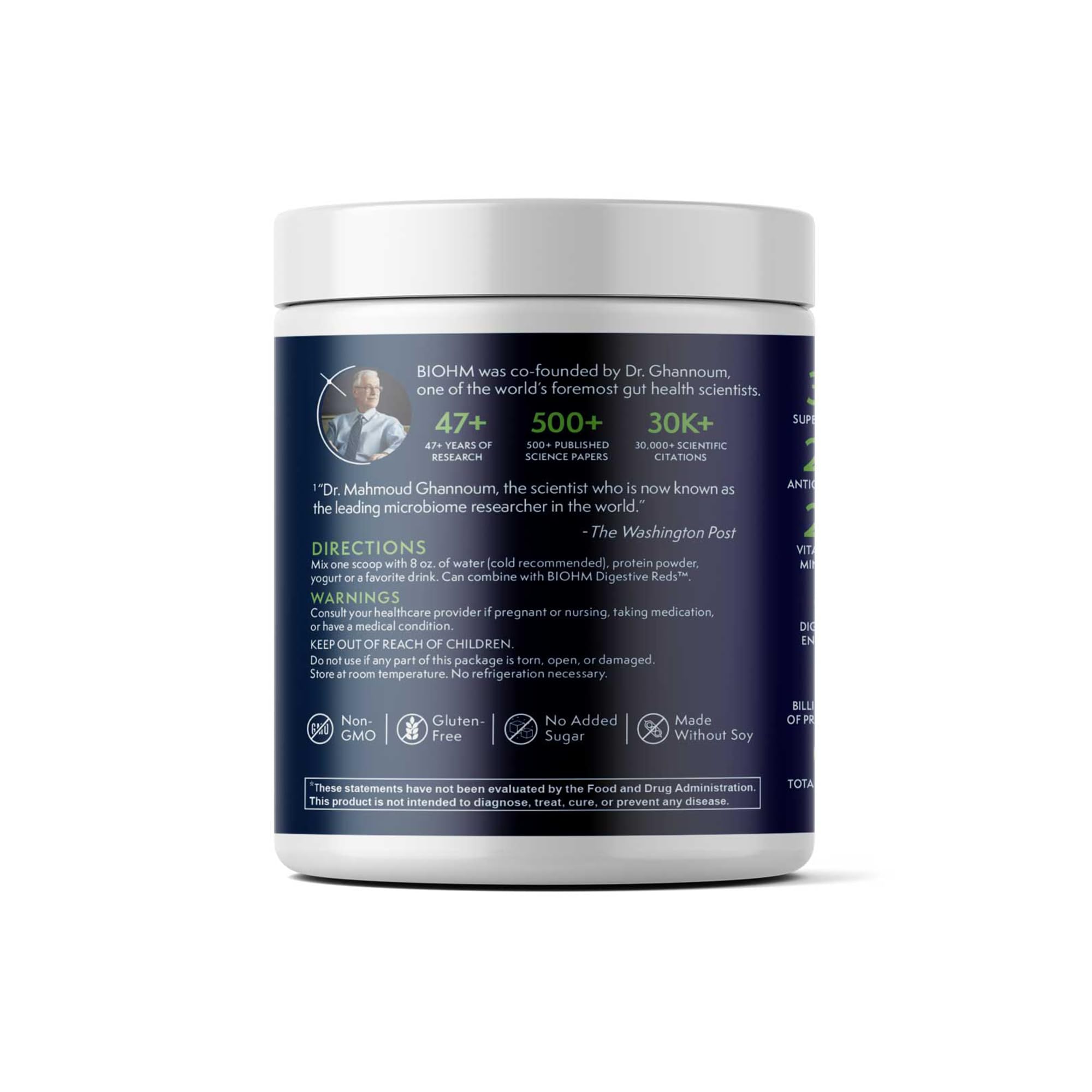 BIOHM Digestive Greens immune-support blend included in the mix.