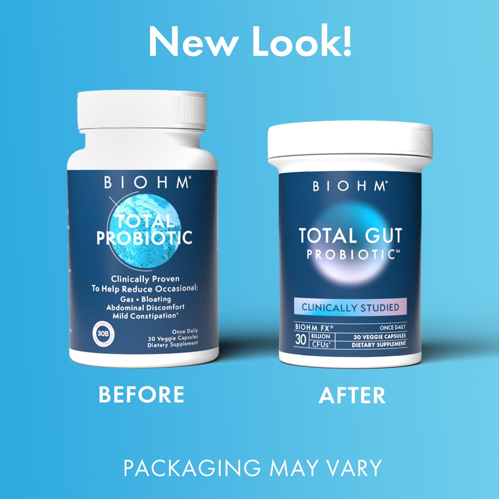 BioHM Total Probiotic daily-use setup shown with morning routine.