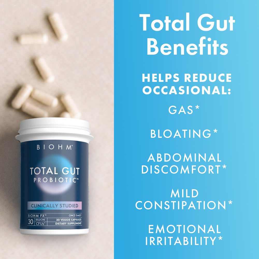 BioHM Total Probiotic shelf-stable USA production highlights quality.
