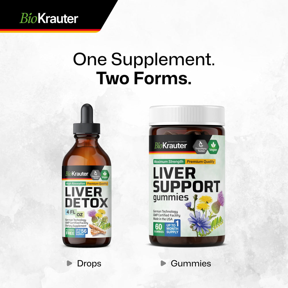 Alcohol-free liver detox drops bottle highlighting clean formulation