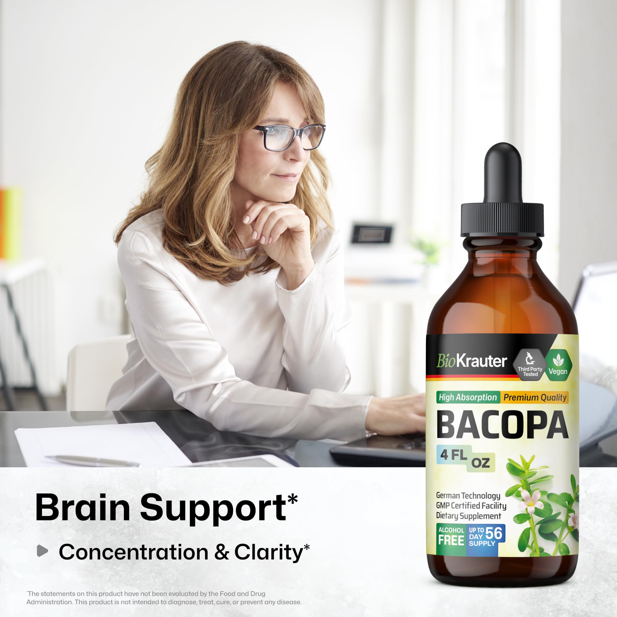 BIO KRAUTER Bacopa dropper bottle closeup for precise dosing