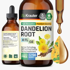 BIO KRAUTER Dandelion Root Extract bottle pour for daily liver support.