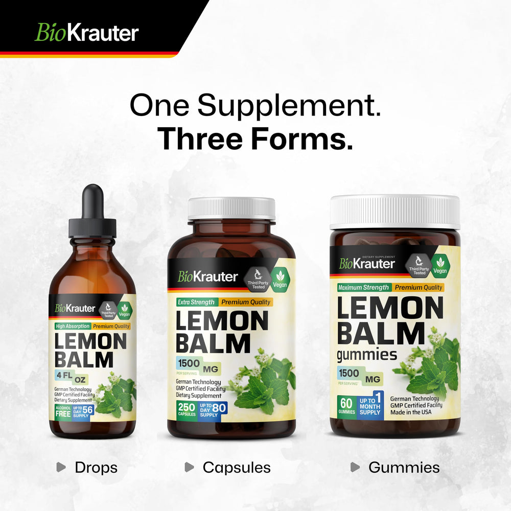 BIO KRAUTER Lemon Balm Tincture offers 56 days of gentle support.