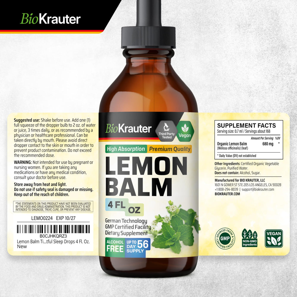 BIO KRAUTER Lemon Balm Tincture 4 fl oz packaging.
