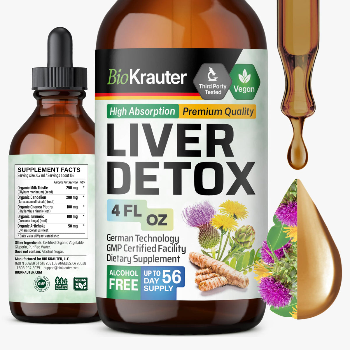 BIO KRAUTER Liver Cleanse bottle with milk thistle seeds for potential liver health support