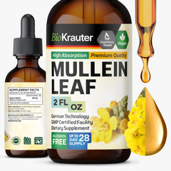 BIO KRAUTER Mullein Leaf Extract bottle shows a clean-label lung-support product