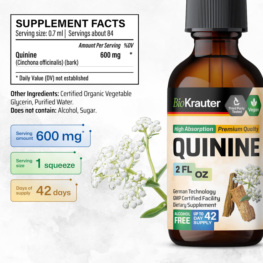 BIO KRAUTER Quinine tincture bottle with clear dropper for precise use.