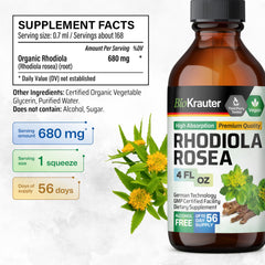 BIO KRAUTER Rhodiola Label design highlights alcohol-free formula.