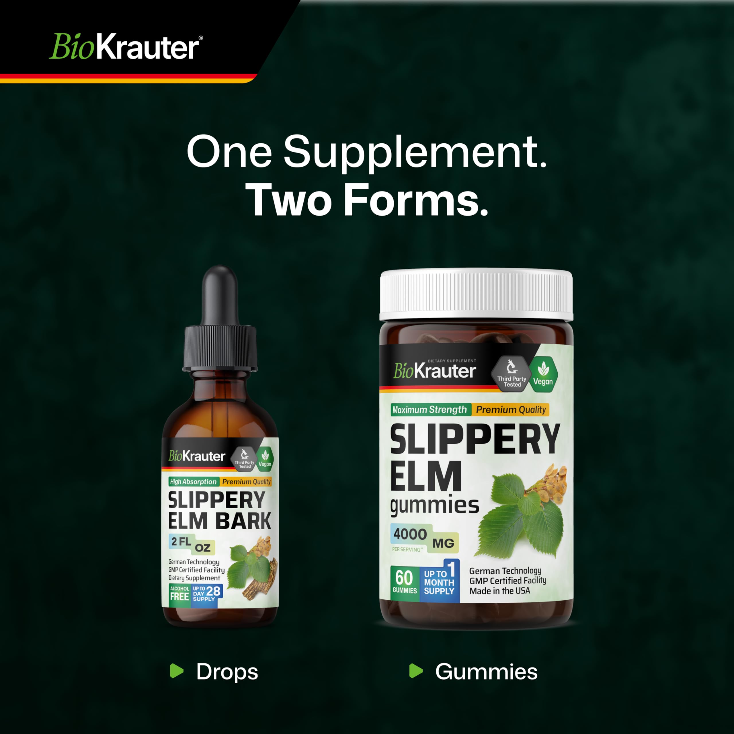 BIO KRAUTER Tintura de olmo resbaladizo con tres ingredientes simples para uso diario.