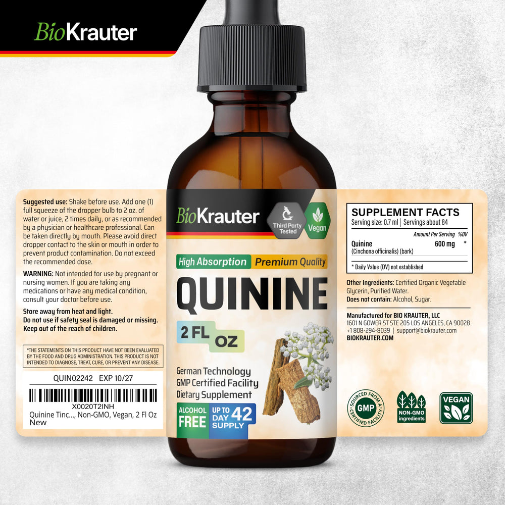 BIO KRAUTER vegan sugar-free tincture label close-up.