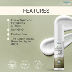 BIOLABS PRO Pregnenolone ingredients highlight MSM, Aloe Vera, Shea Butter for hydration.