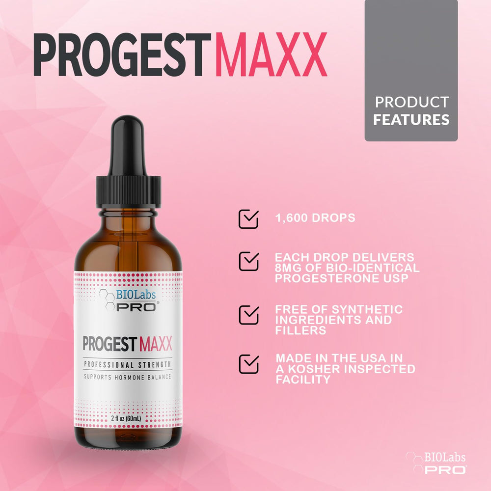 BIOLABS PRO Progest MAXX label highlights natural ingredients.