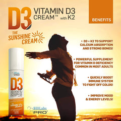 BIOLABS PRO Vitamin D3 cream application demonstrating easy topical use