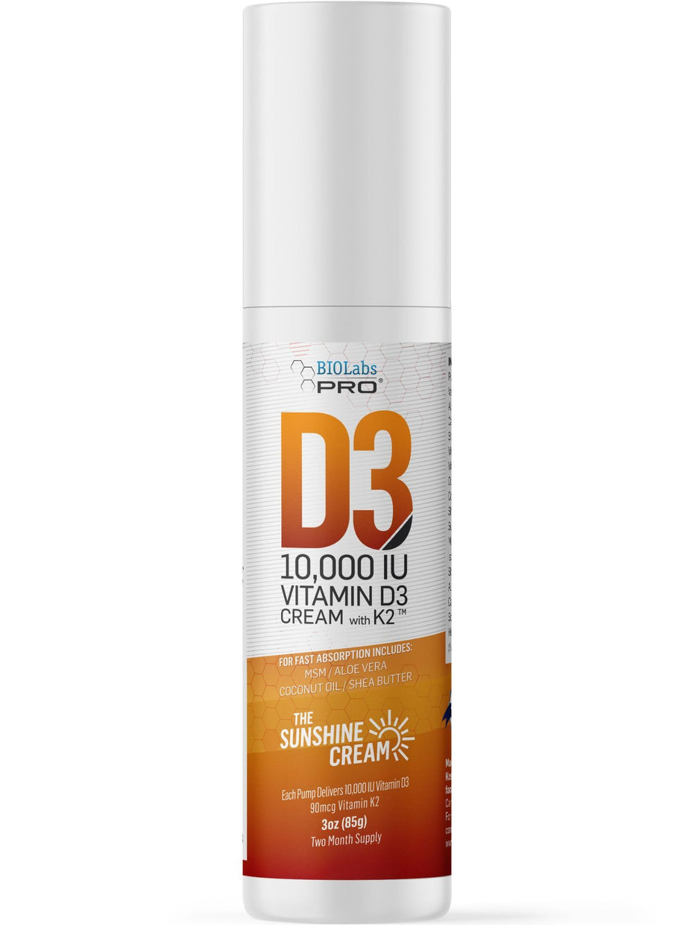 BIOLABS PRO Vitamin D3 cream bottle highlighting strength for daily use