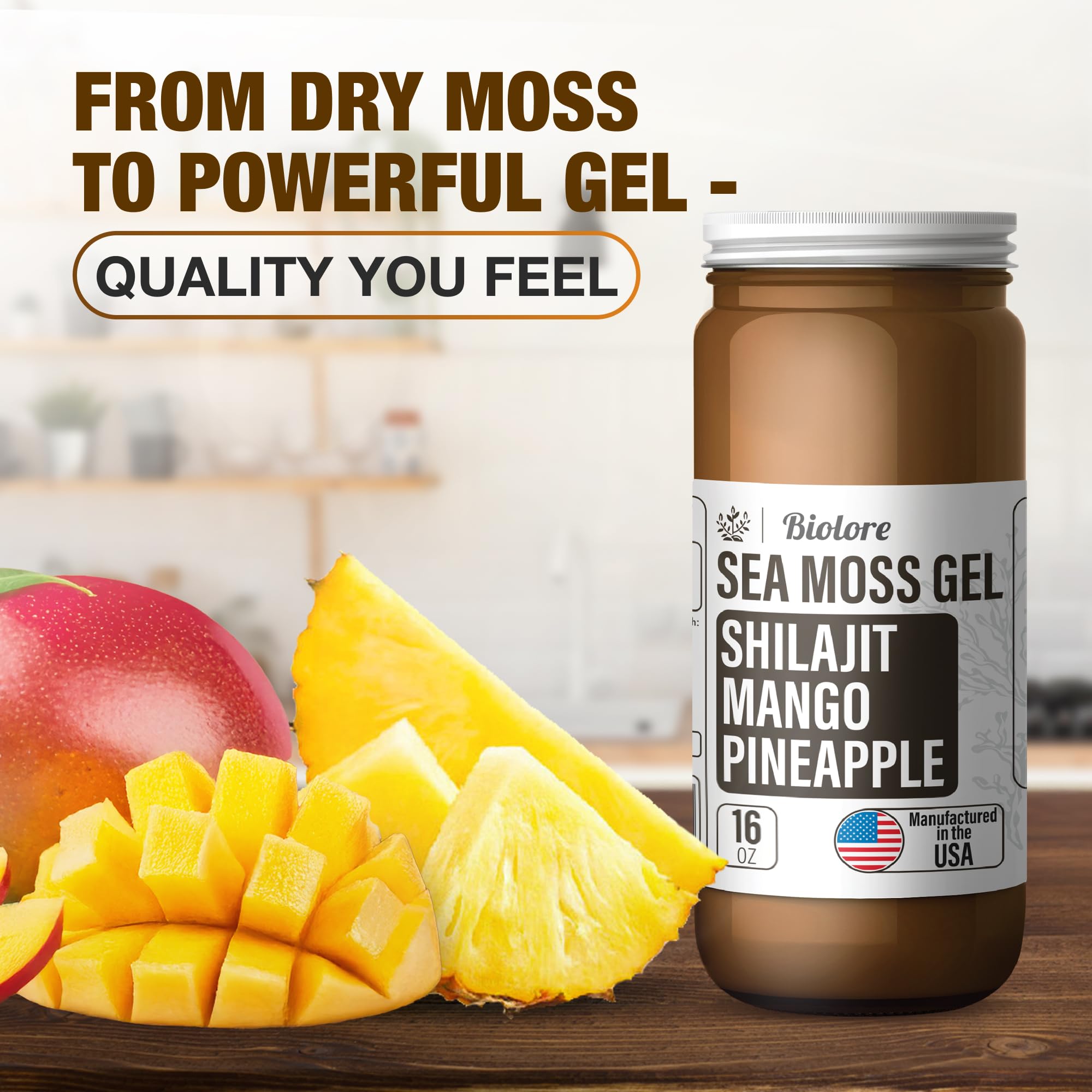 Biolore shilajit-infused gel implying vitality for daily routines