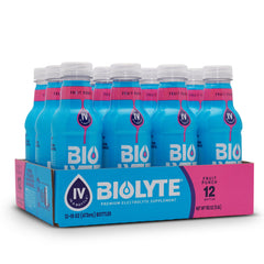 BIOLYTE electrolyte drink bottle pour for quick hydration after workouts.