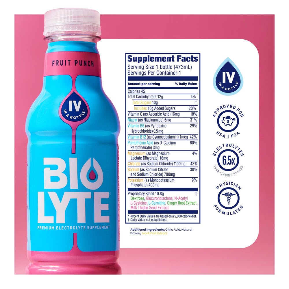BIOLYTE in a glass ready to provide gentle energy and hydration.