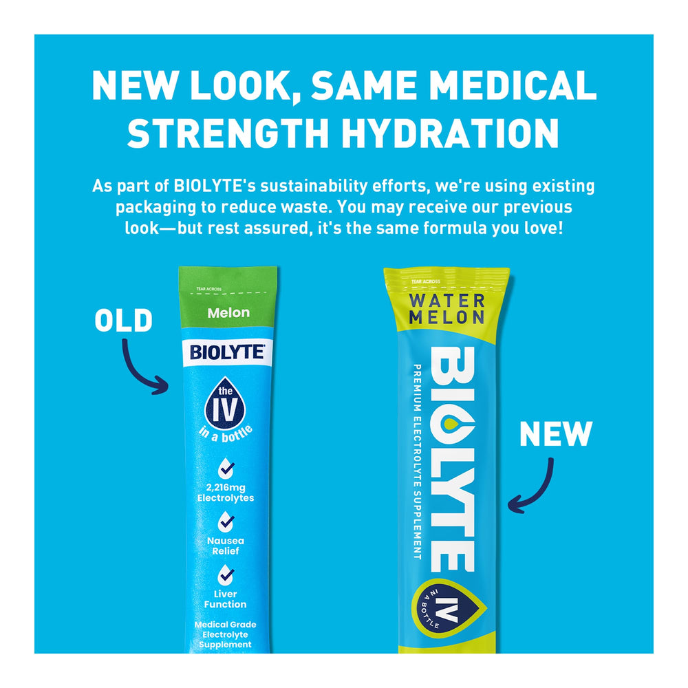 Biolyte Watermelon flavor served over ice for refreshing hydration.