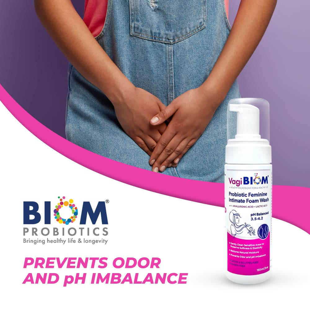 Biom Probiotics foam close-up suggests smooth texture.