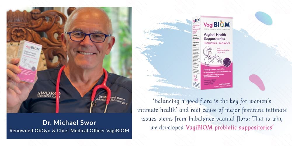 Biom Vaginal Probiotic Suppository close-up ingredients highlighting vegan formula.