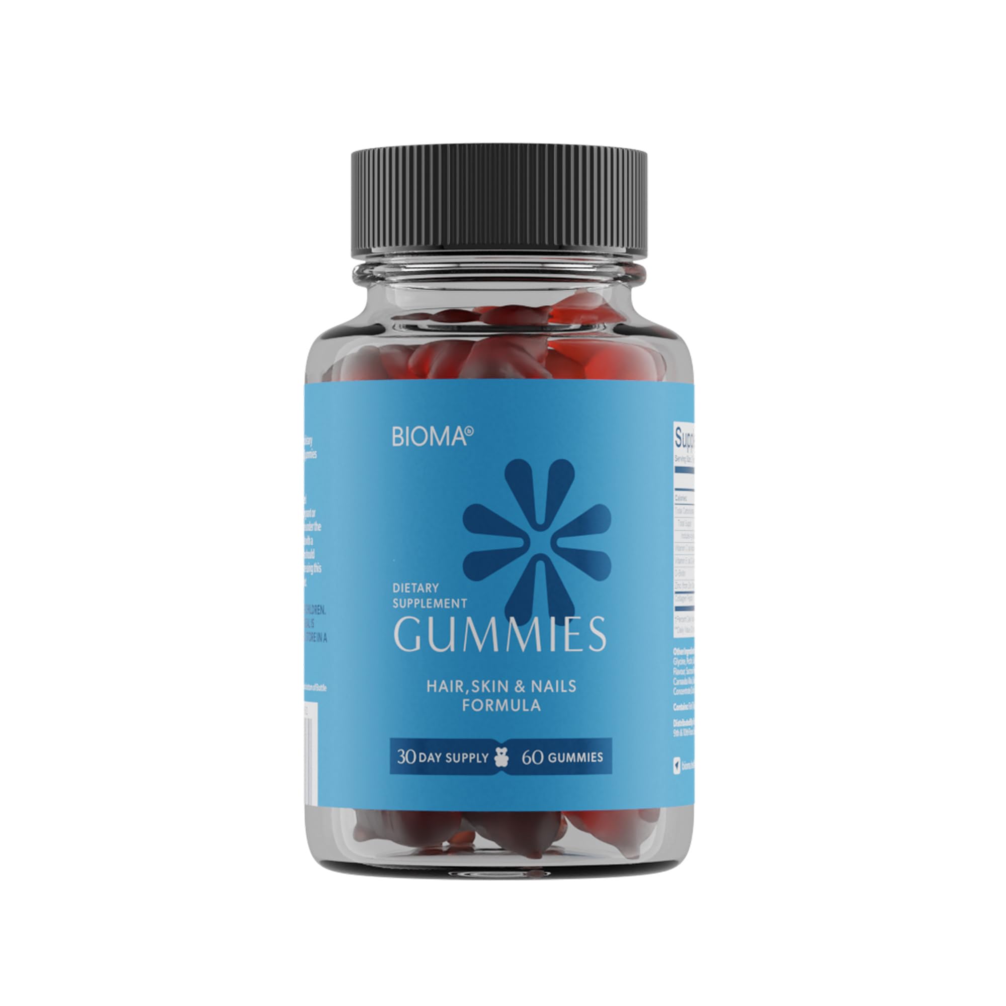 BIOMA Beauty Gummies bottle front view for daily hair, skin, and nails support