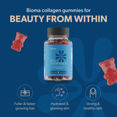 Close-up of BIOMA gummies texture for a tasty, convenient daily beauty routine