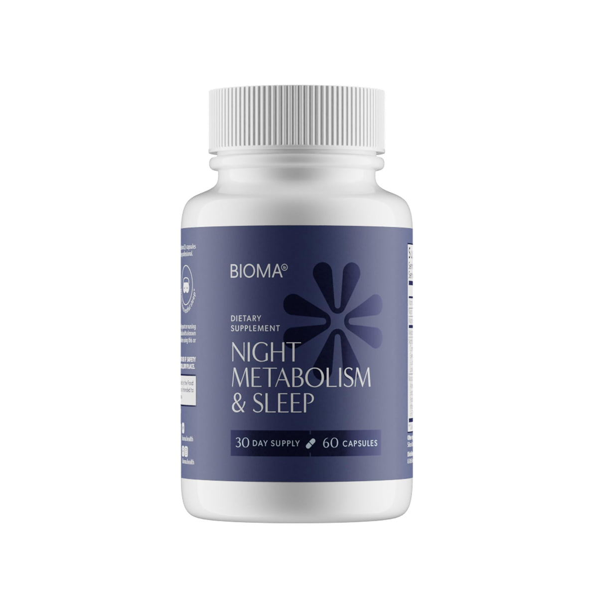 BIOMA Night Metabolism & Sleep bottle shown for nightly relaxation and metabolism support.