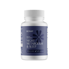 BIOMA Night Metabolism & Sleep bottle shown for nightly relaxation and metabolism support.