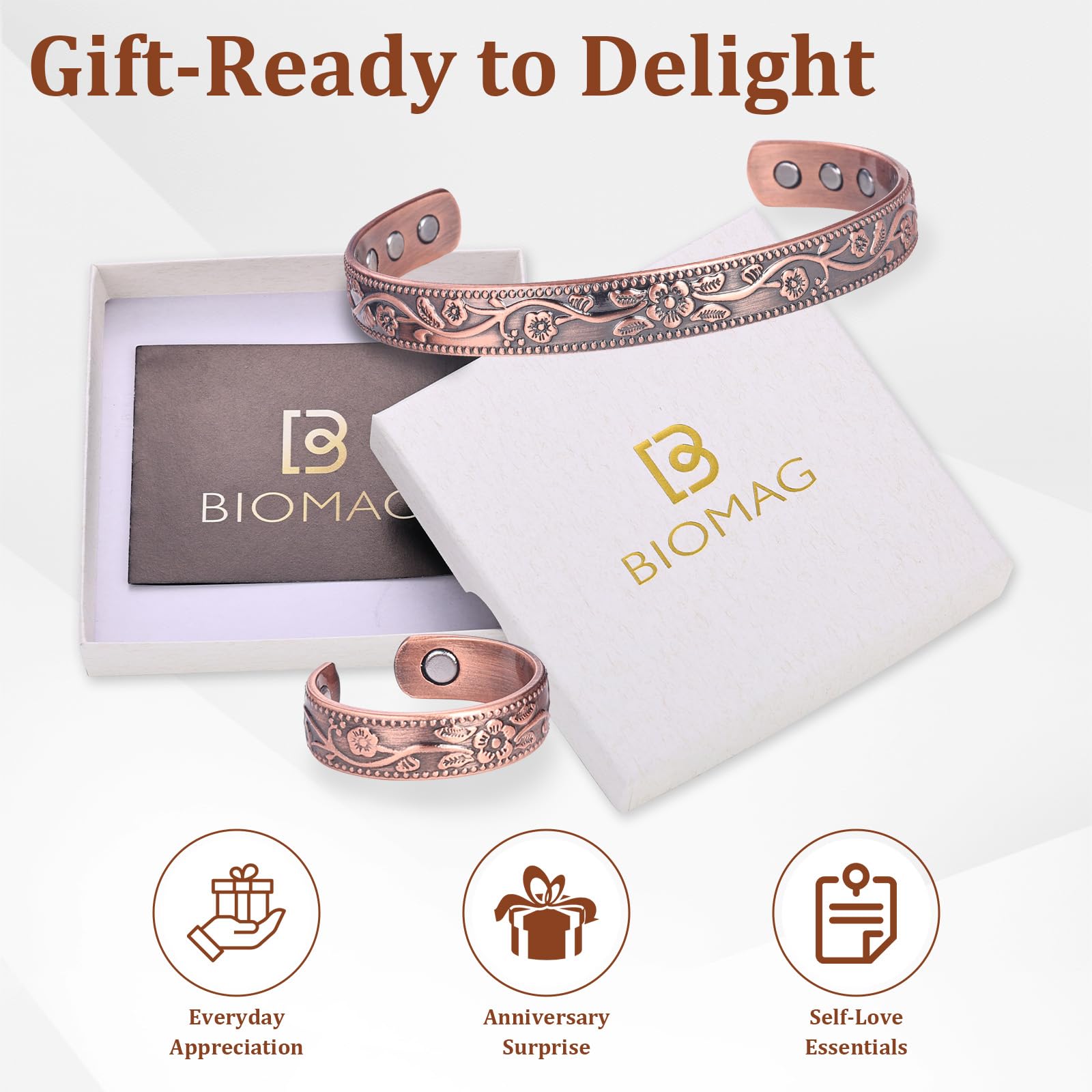 Pulsera BioMag de 17,5 cm con talla ajustable para muñecas diversas