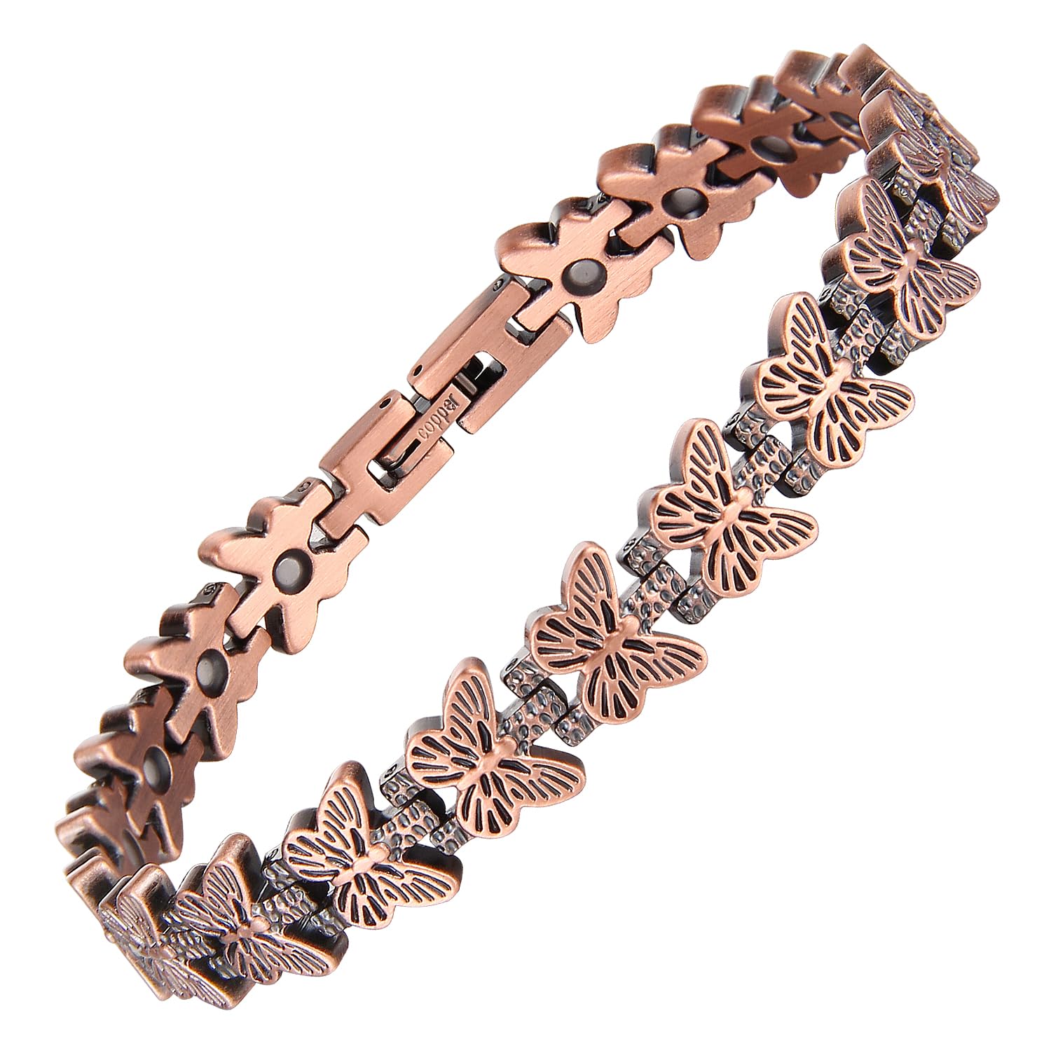 BioMag copper butterfly bracelet front view for daily wear