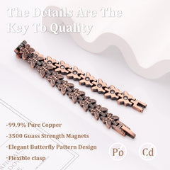 BioMag copper butterfly bracelet magnets close-up highlighting 3500 Gauss