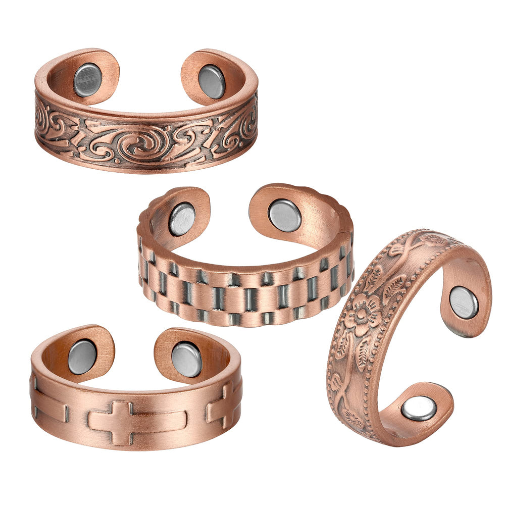 BioMag magnetic ring closeup reveals vintage pattern for daily wear benefits.