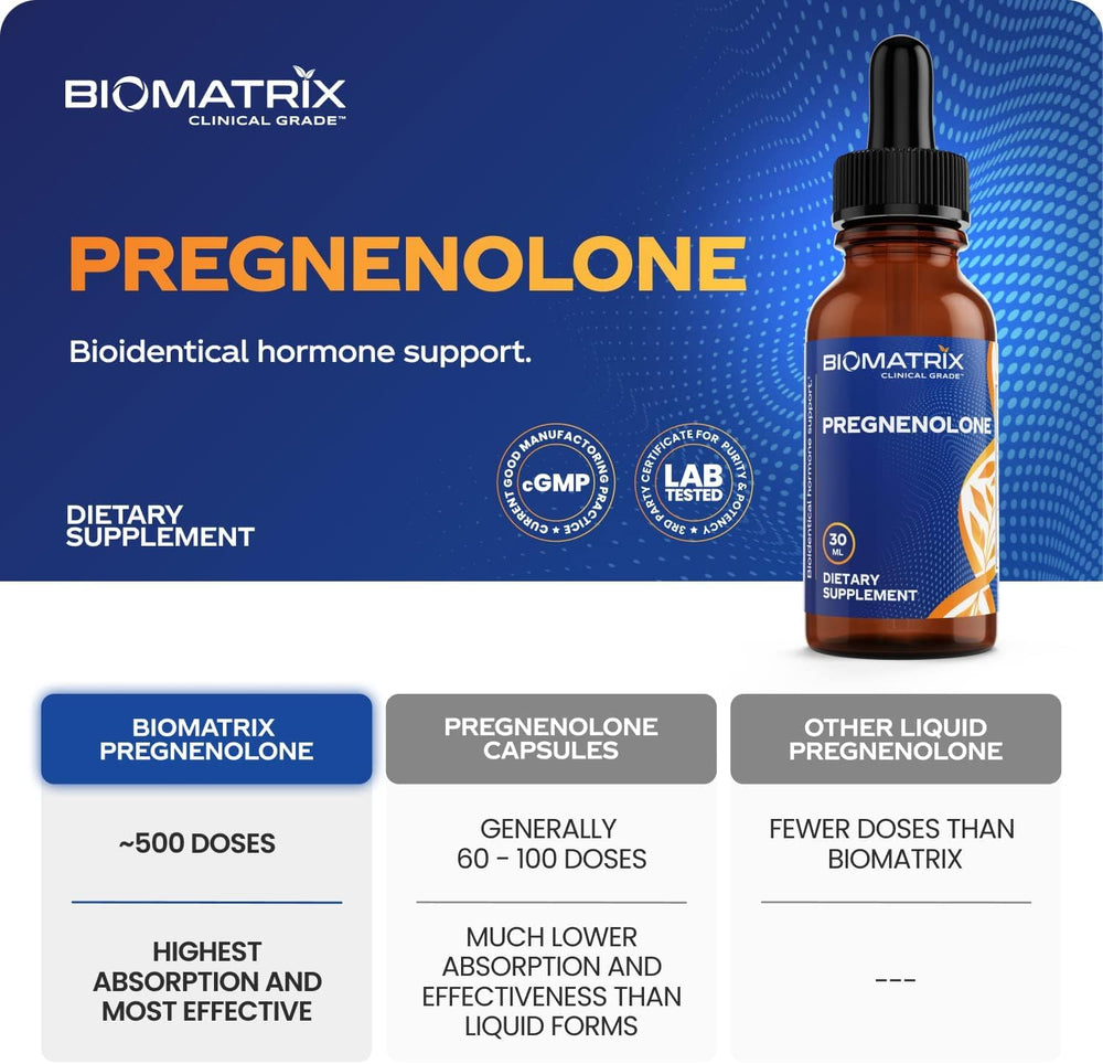 BioMatrix pregnenolone drops under tongue for quick absorption and convenient use