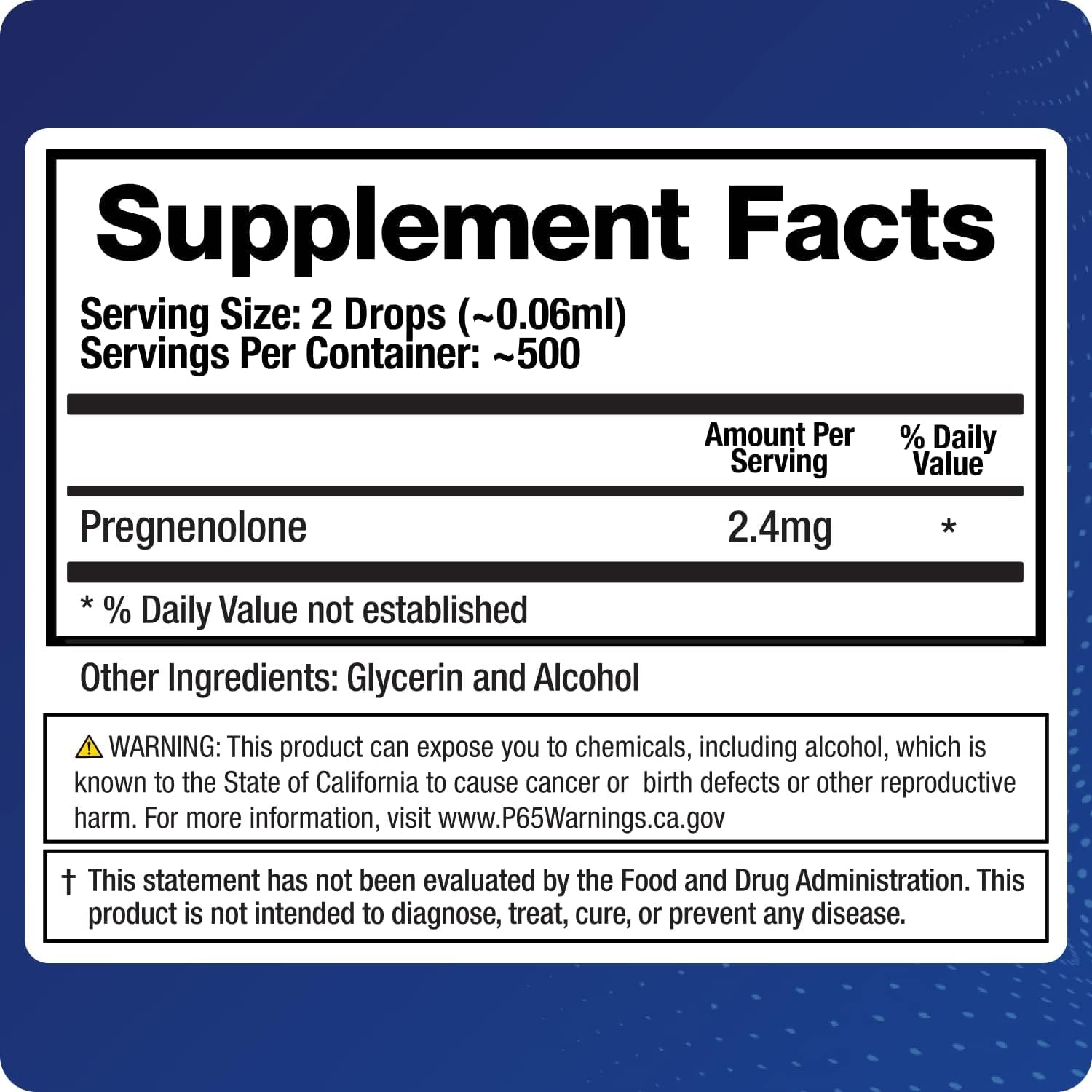 BioMatrix pregnenolone label close-up with clear product information and benefits