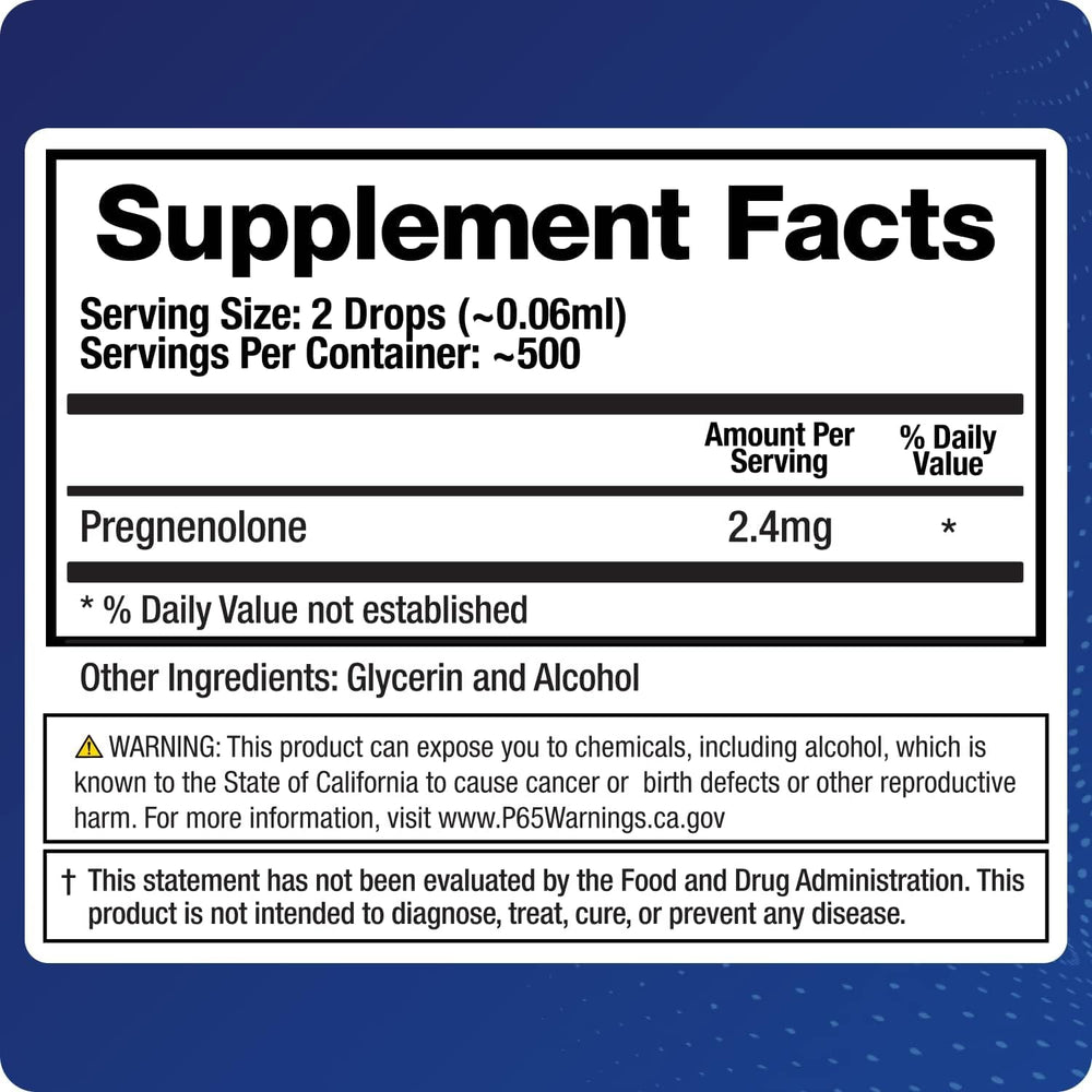 BioMatrix pregnenolone label close-up with clear product information and benefits