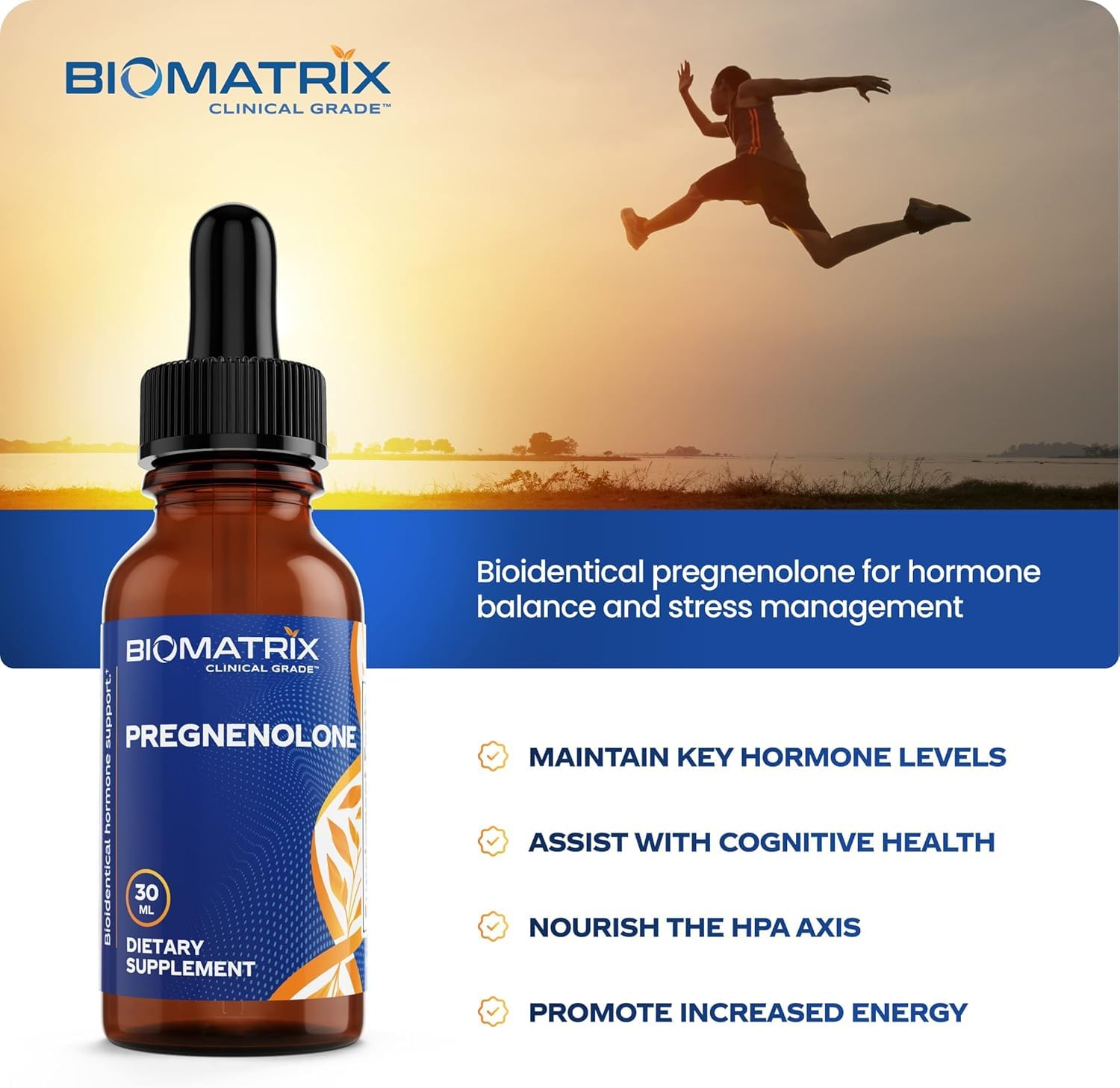 BioMatrix pregnenolone packaging opened for convenient use and resealable storage