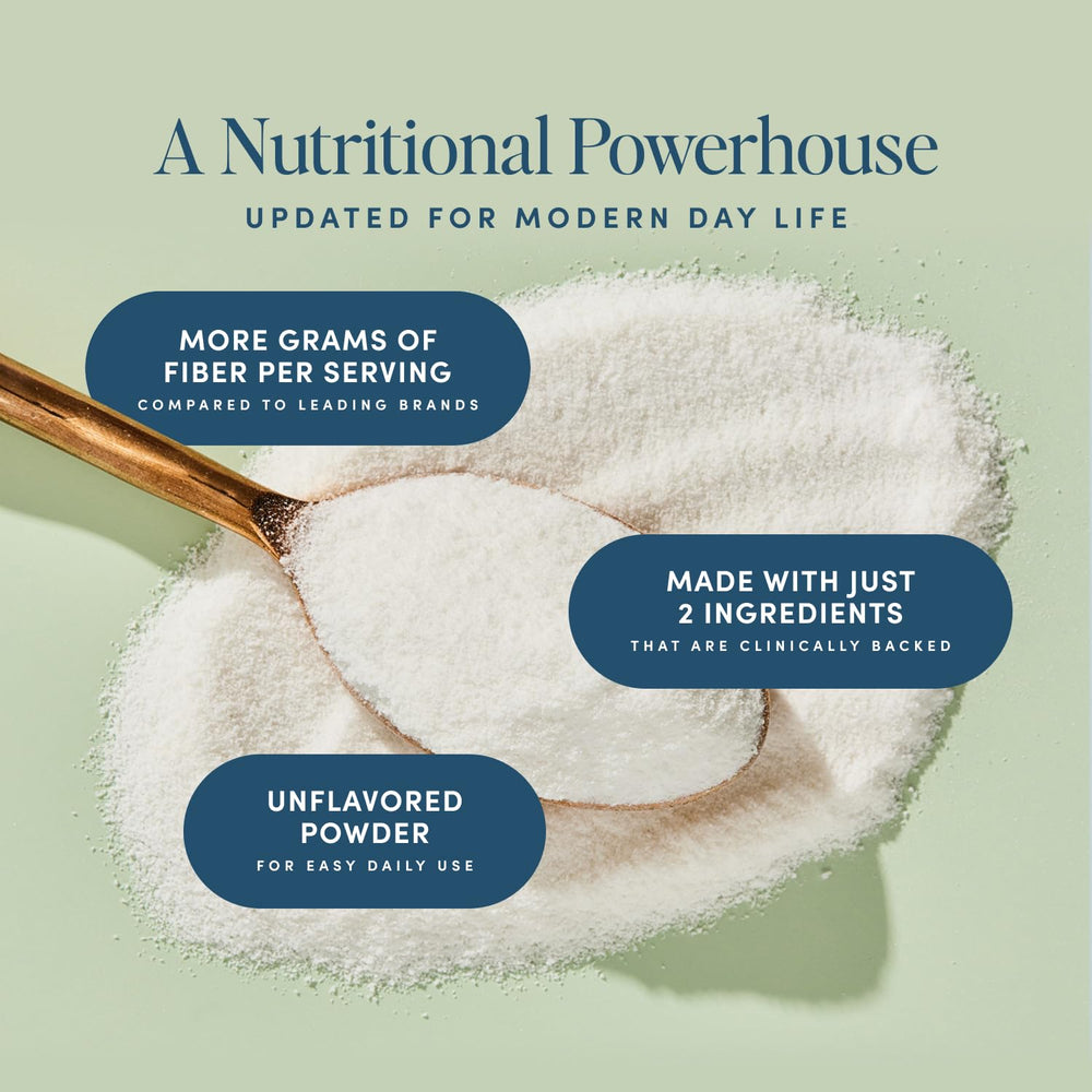 Bio.me Measuring spoon demonstrates precise daily fiber dosing for consistency.
