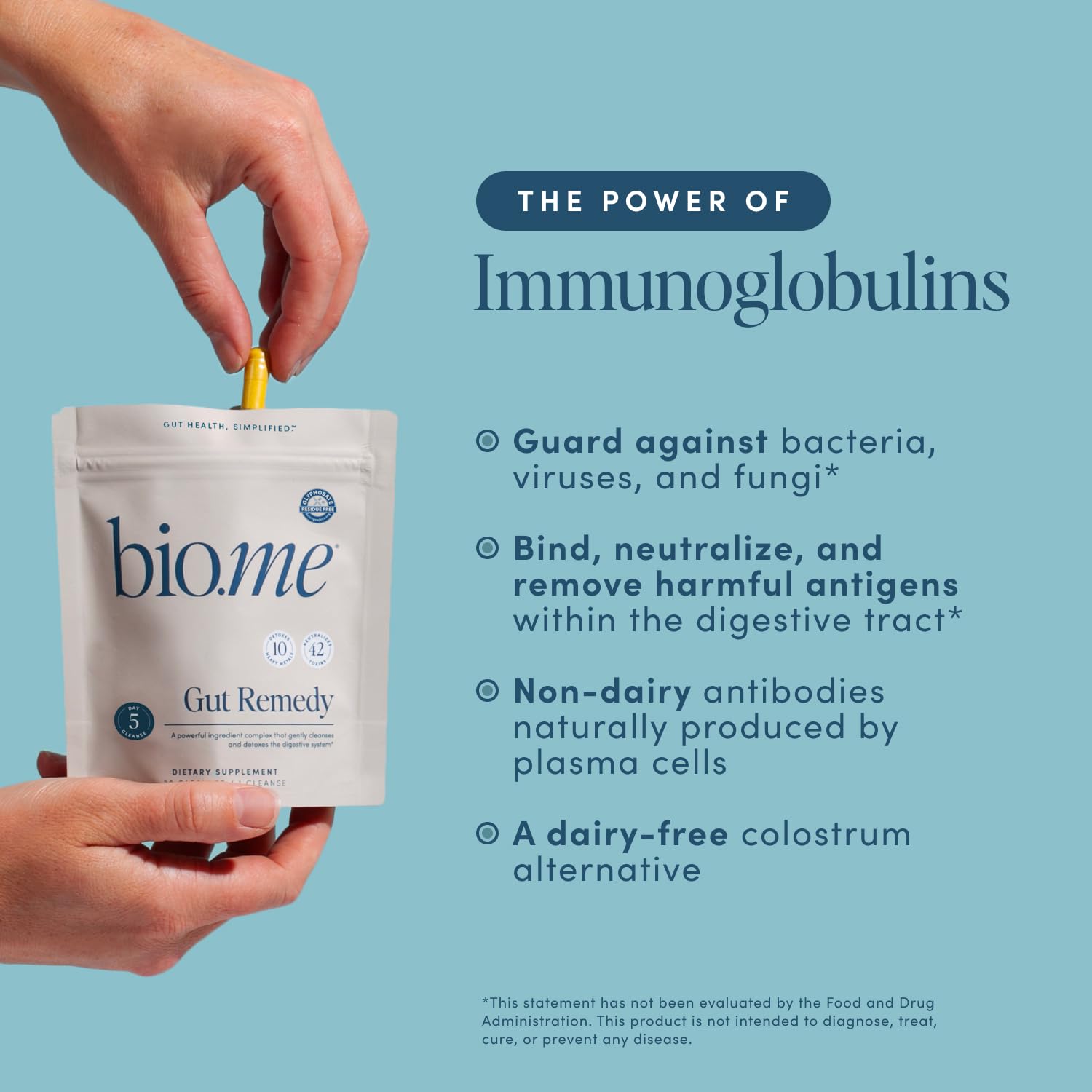 Biome Gut Remedy daily-dose capsules shown for easy daily digestive reset