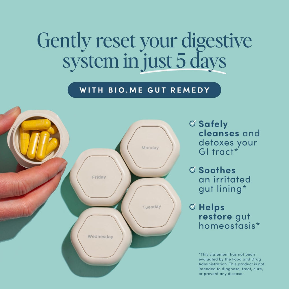 Biome Gut Remedy label closeup highlighting delayed-release capsules