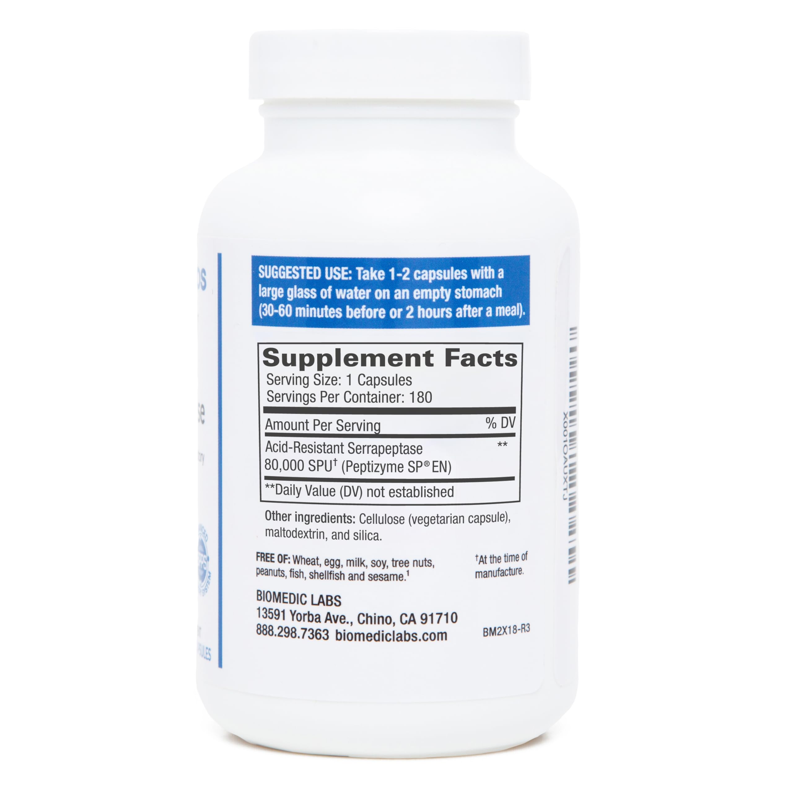 Biomedic Labs RX Serra-RX 180 capsules designed for sinus and lung support.