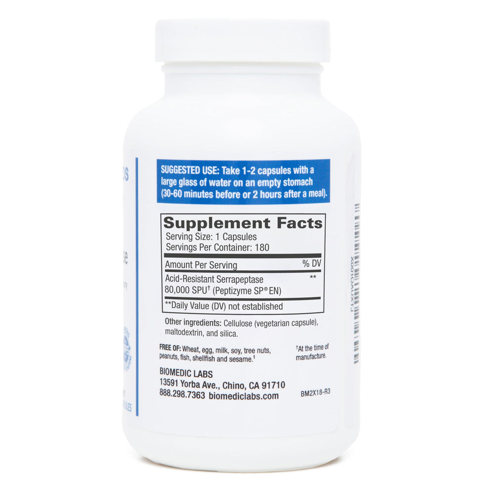 Biomedic Labs RX Serra-RX 180 capsules designed for sinus and lung support.